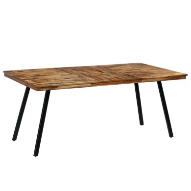 Table de salle à manger Teck recyclé et acier 180 x 90 x 76 cm