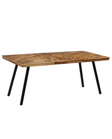 Table de salle à manger Teck recyclé et acier 180 x 90 x 76 cm