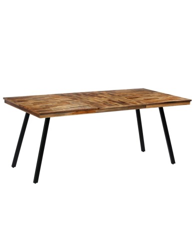 Table de salle à manger Teck recyclé et acier 180 x 90 x 76 cm