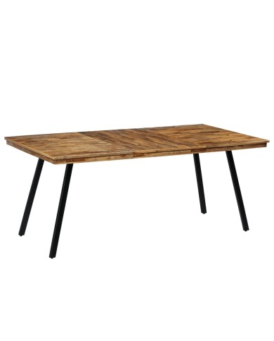 Table de salle à manger Teck recyclé et acier 180 x 90 x 76 cm
