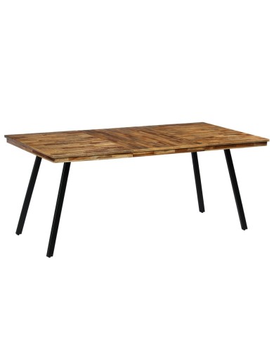Table de salle à manger Teck recyclé et acier 180 x 90 x 76 cm