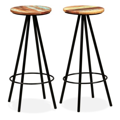Tabourets de bar 2 pcs Bois massif de récupération