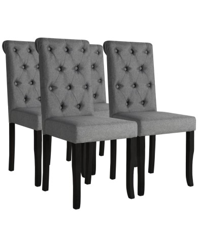 Chaises de salle à manger 4 pcs Gris foncé Tissu