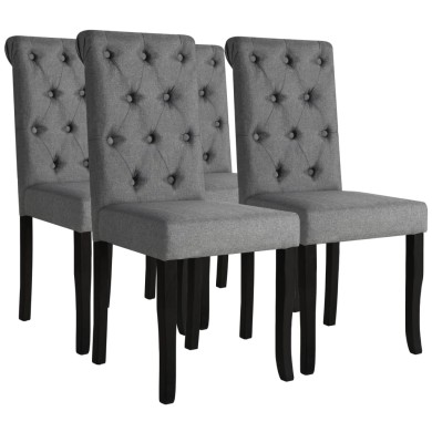 Chaises de salle à manger 4 pcs Gris foncé Tissu