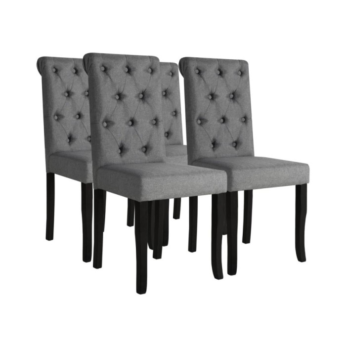 Chaises de salle à manger 4 pcs Gris foncé Tissu