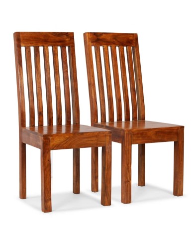 Chaise de salle à manger 2 pcs Bois massif avec finition Sesham