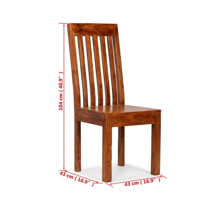 Chaise de salle à manger 2 pcs Bois massif avec finition Sesham