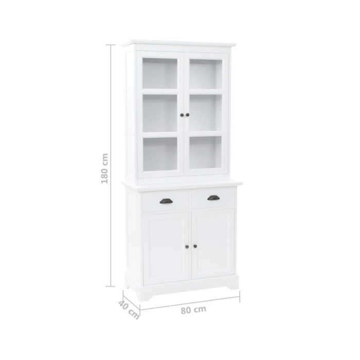 Vaisselier avec 4 portes MDF et Bois de pin 80 x 40 x 180 cm