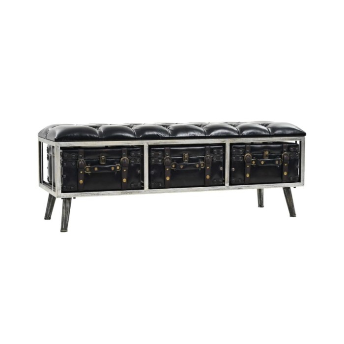 Banc de rangement MDF et cuir artificiel 120 x 41 x 46,5 cm