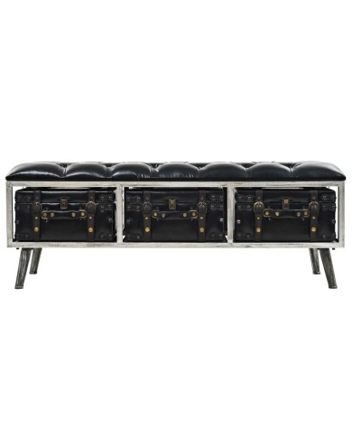 Banc de rangement MDF et cuir artificiel 120 x 41 x 46,5 cm