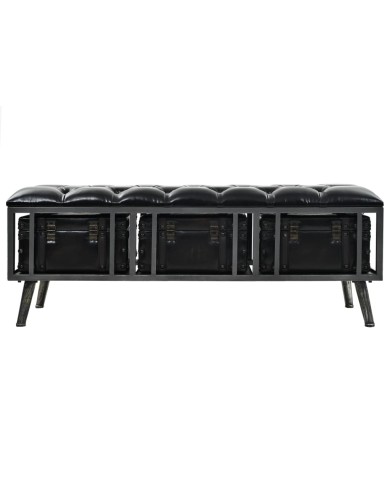 Banc de rangement MDF et cuir artificiel 120 x 41 x 46,5 cm
