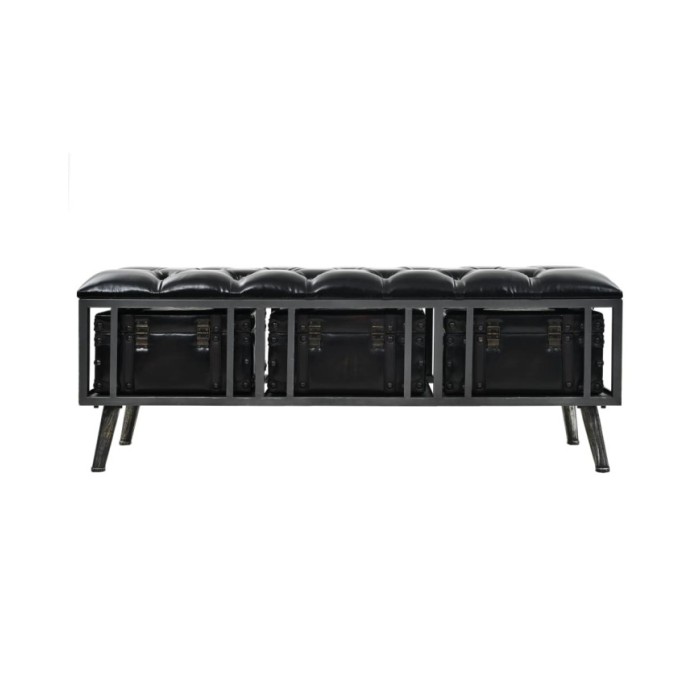Banc de rangement MDF et cuir artificiel 120 x 41 x 46,5 cm