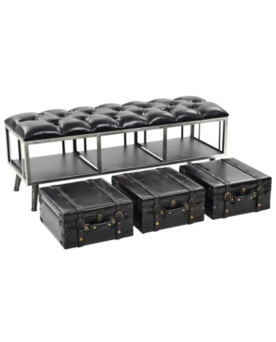 Banc de rangement MDF et cuir artificiel 120 x 41 x 46,5 cm