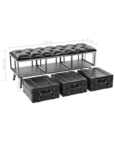 Banc de rangement MDF et cuir artificiel 120 x 41 x 46,5 cm