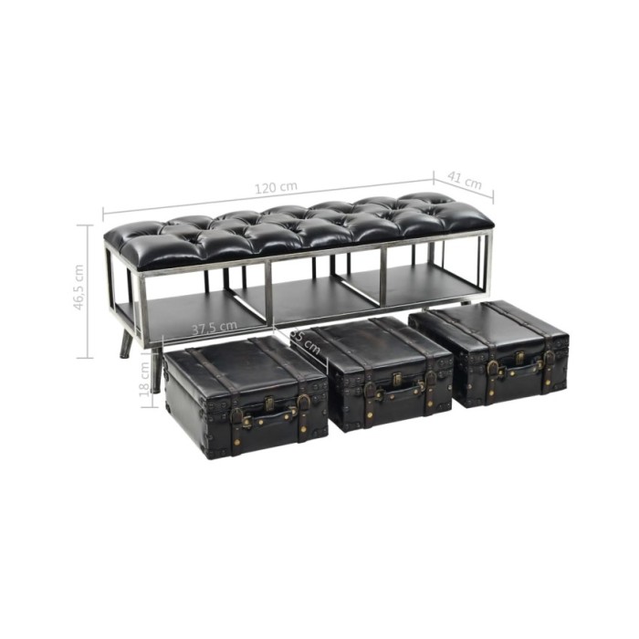 Banc de rangement MDF et cuir artificiel 120 x 41 x 46,5 cm