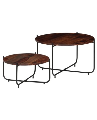 Ensemble de table basse 2 pcs Bois de Sesham massif 60 x 35 cm