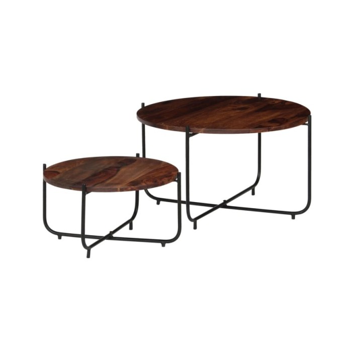 Ensemble de table basse 2 pcs Bois de Sesham massif 60 x 35 cm