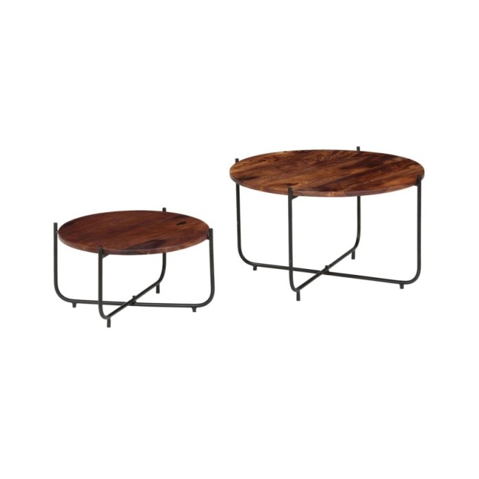 Ensemble de table basse 2 pcs Bois de Sesham massif 60 x 35 cm