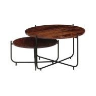 Ensemble de table basse 2 pcs Bois de Sesham massif 60 x 35 cm