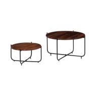 Ensemble de table basse 2 pcs Bois de Sesham massif 60 x 35 cm