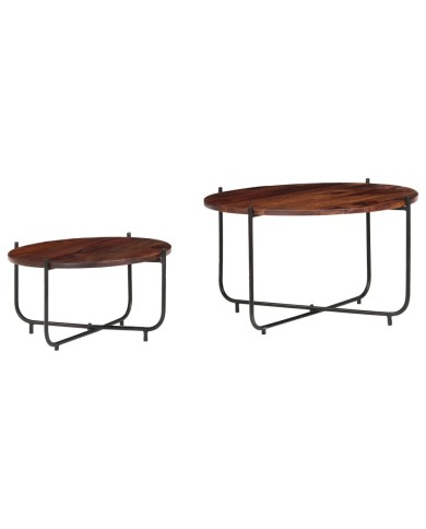 Ensemble de table basse 2 pcs Bois de Sesham massif 60 x 35 cm