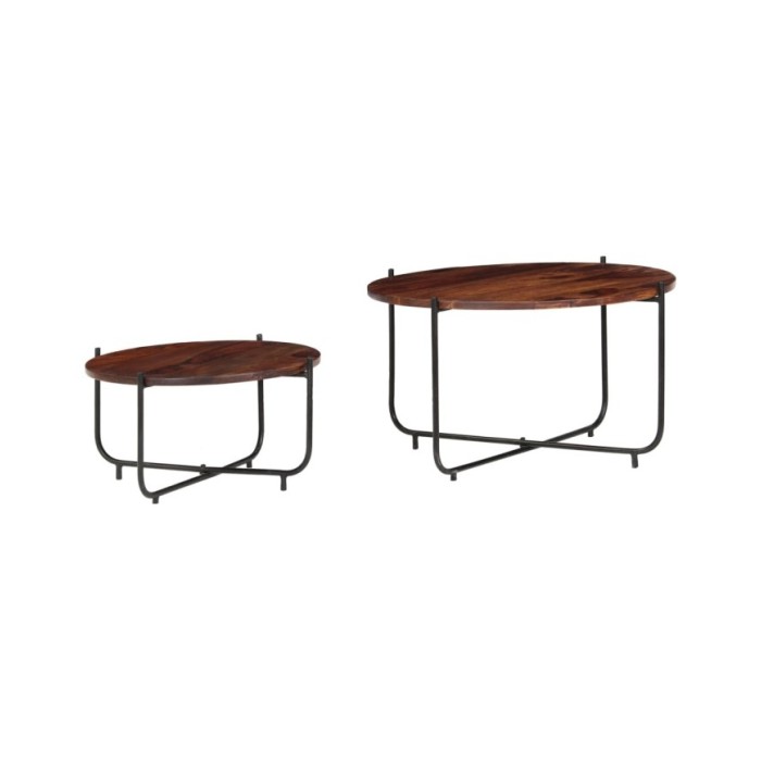 Ensemble de table basse 2 pcs Bois de Sesham massif 60 x 35 cm