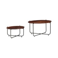 Ensemble de table basse 2 pcs Bois de Sesham massif 60 x 35 cm
