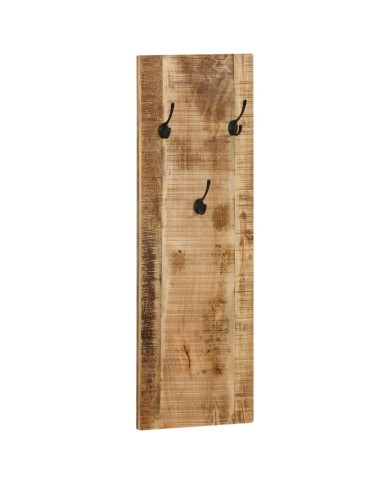 Porte-manteau mural 2 pcs Bois de manguier massif 36x110x3 cm