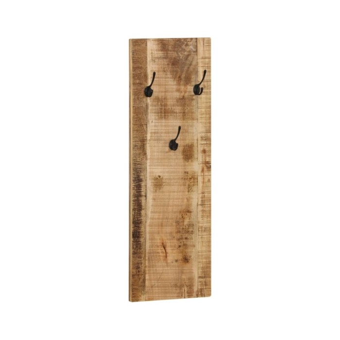 Porte-manteau mural 2 pcs Bois de manguier massif 36x110x3 cm