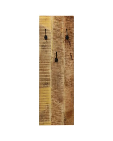 Porte-manteau mural 2 pcs Bois de manguier massif 36x110x3 cm