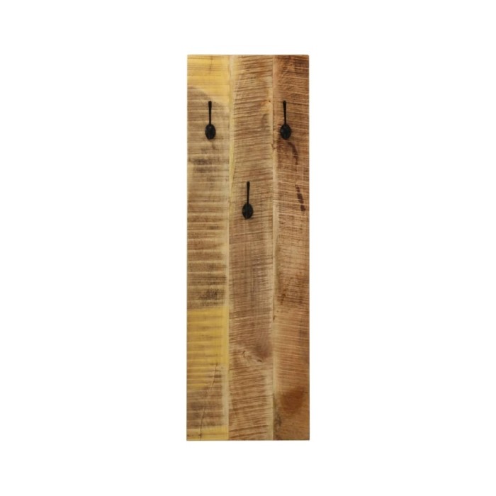 Porte-manteau mural 2 pcs Bois de manguier massif 36x110x3 cm