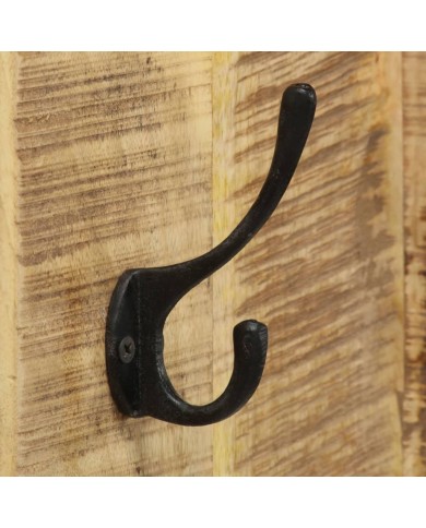 Porte-manteau mural 2 pcs Bois de manguier massif 36x110x3 cm