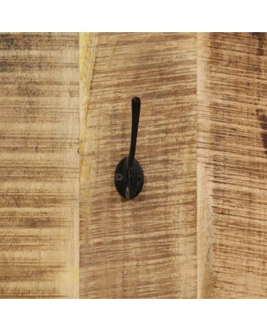 Porte-manteau mural 2 pcs Bois de manguier massif 36x110x3 cm