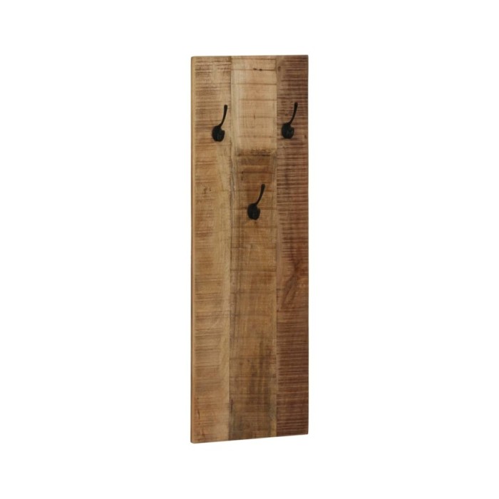 Porte-manteau mural 2 pcs Bois de manguier massif 36x110x3 cm