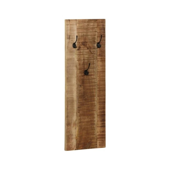Porte-manteau mural 2 pcs Bois de manguier massif 36x110x3 cm