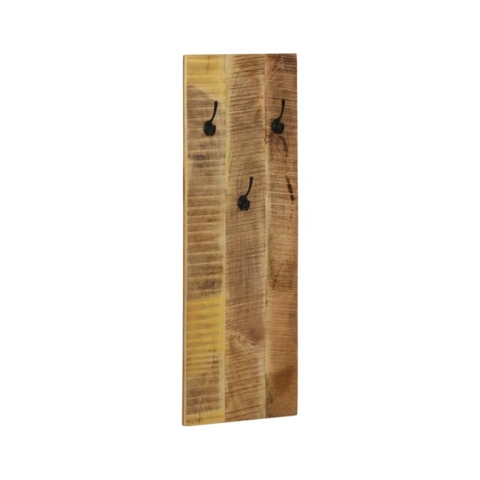 Porte-manteau mural 2 pcs Bois de manguier massif 36x110x3 cm