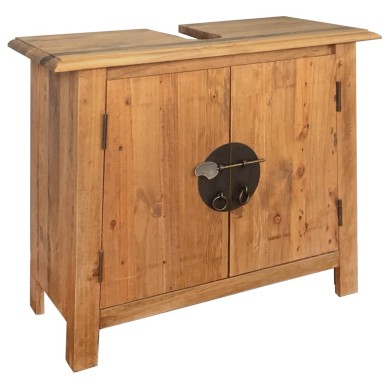 Meuble-lavabo de salle de bains pin massif recyclé 70x32x63 cm