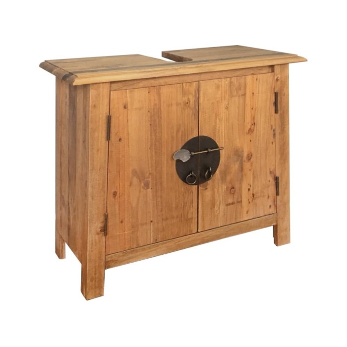 Meuble-lavabo de salle de bains pin massif recyclé 70x32x63 cm