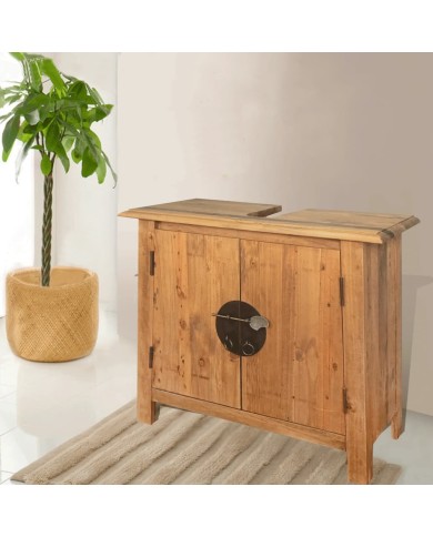 Meuble-lavabo de salle de bains pin massif recyclé 70x32x63 cm