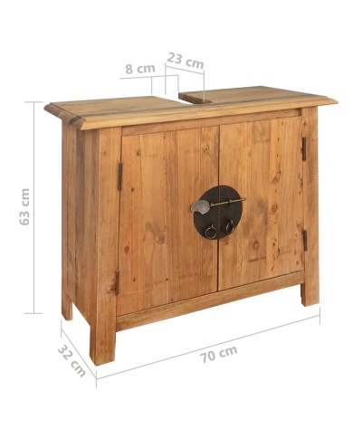 Meuble-lavabo de salle de bains pin massif recyclé 70x32x63 cm