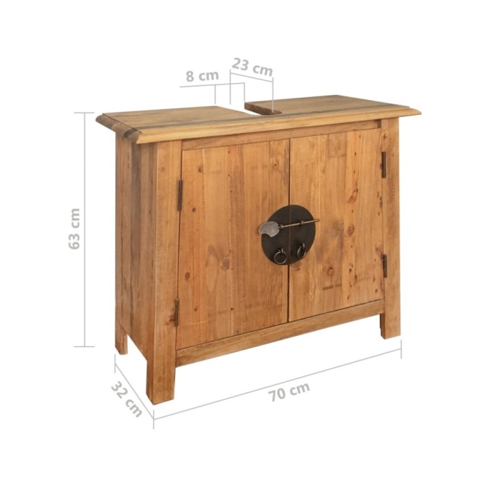 Meuble-lavabo de salle de bains pin massif recyclé 70x32x63 cm