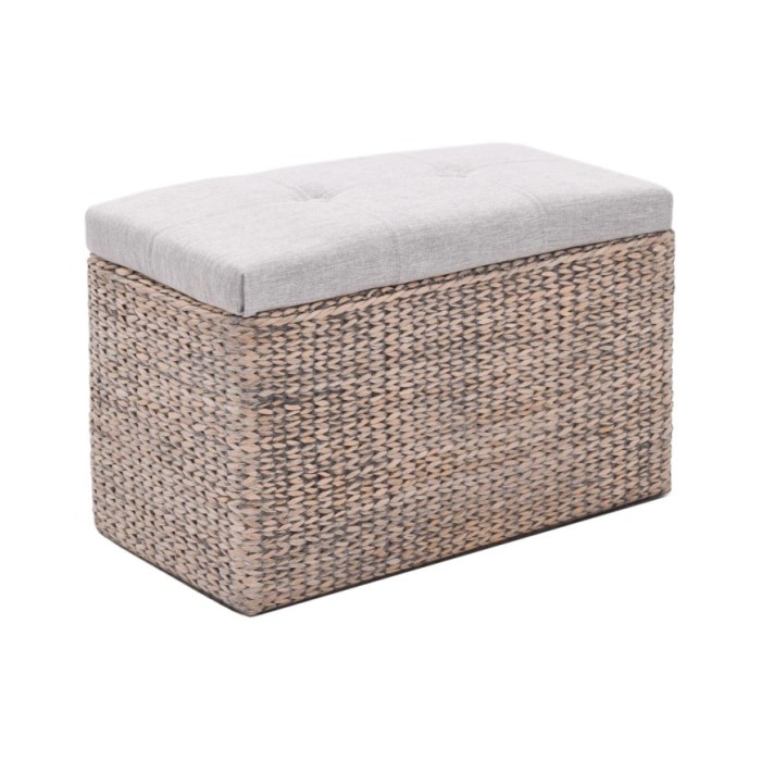 Banc avec 2 poufs Jacinthe d'eau Gris