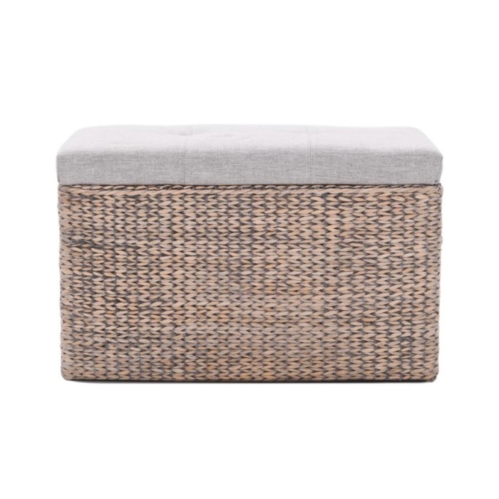 Banc avec 2 poufs Jacinthe d'eau Gris
