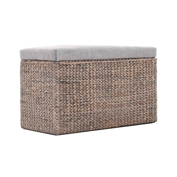 Banc avec 2 poufs Jacinthe d'eau Gris