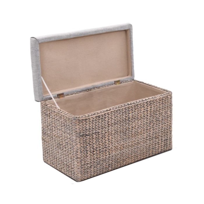 Banc avec 2 poufs Jacinthe d'eau Gris