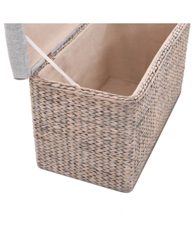Banc avec 2 poufs Jacinthe d'eau Gris