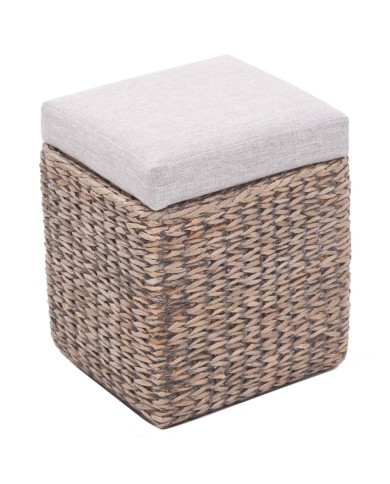 Banc avec 2 poufs Jacinthe d'eau Gris