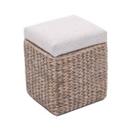 Banc avec 2 poufs Jacinthe d'eau Gris