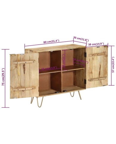 Buffet 80x30x75 cm Bois de manguier solide