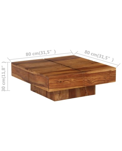 Table basse Bois massif de Sesham 80 x 80 x 30 cm